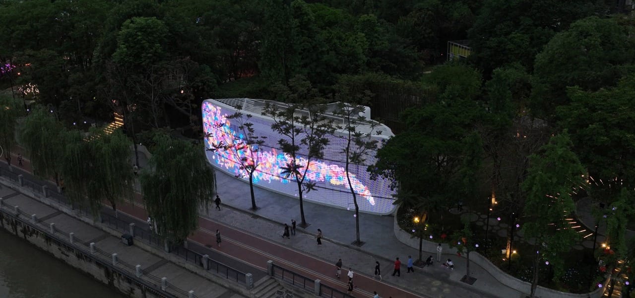 NE SERIES Smart Transparent GLASS LED Display For Public Park ProjectCase