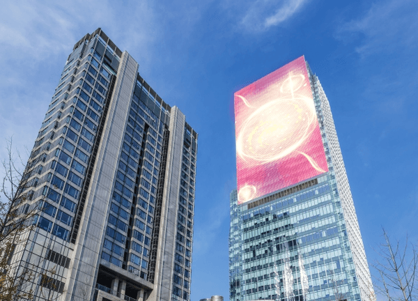 Transparent LED display for commercial center