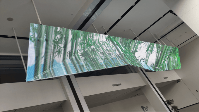 Outdoor Transparent LED Display Side-Emitting for Irregular or curved glass