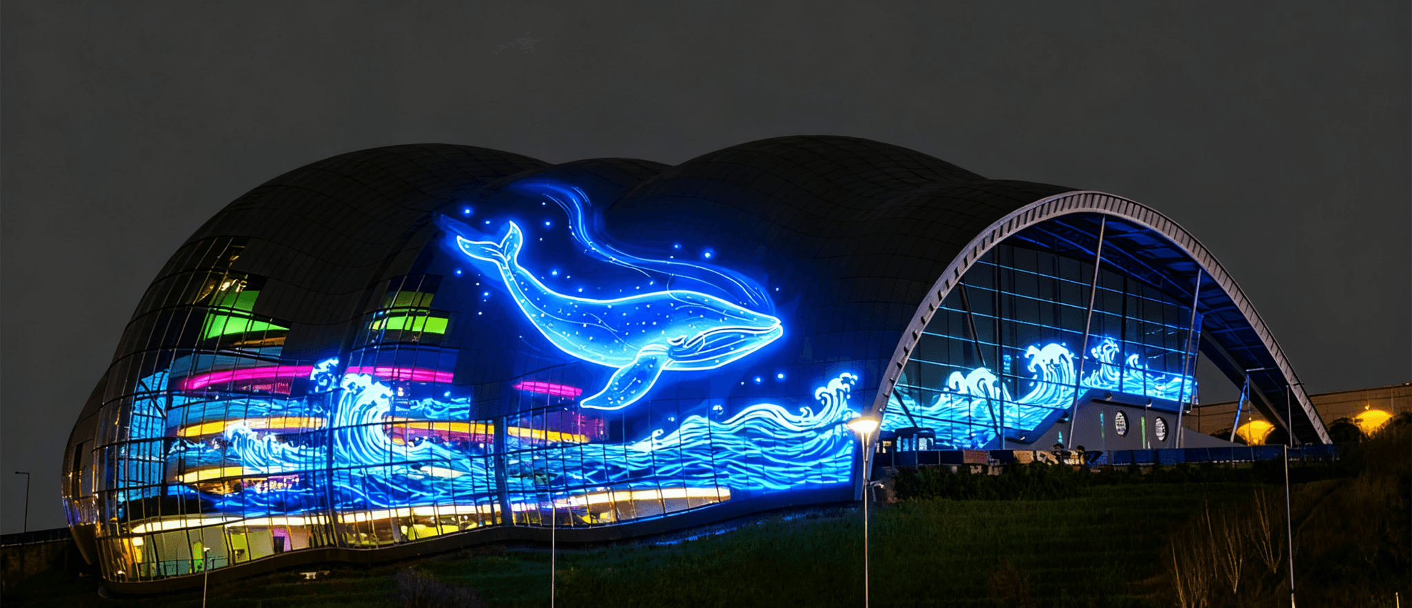 Transparent Glass LED Screens For Building Skylight 2048