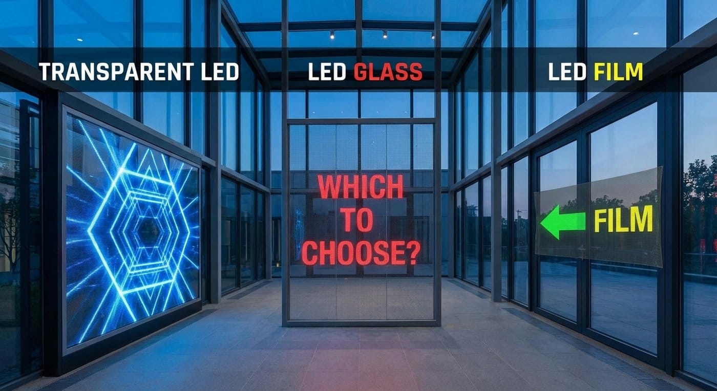 Transparent LED vs LED glass vs LED film which to choose