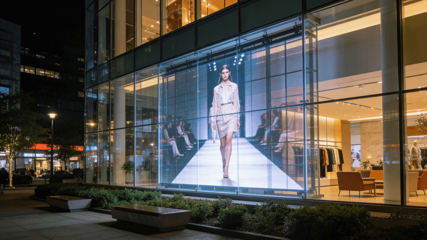 outdoor transparent led display for shopping mall