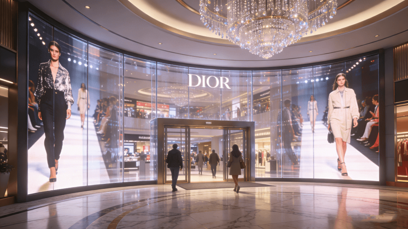 transparent led glassdisplay for shoppingm mall gate entrance