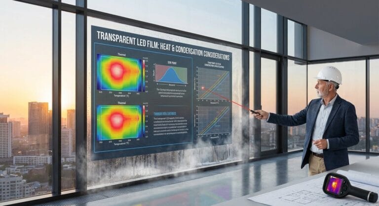 Transparent LED Film on double glazing heat and condensation considerations