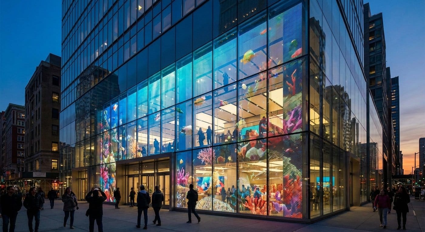 pantalla led transparente para fachadas exteriores
