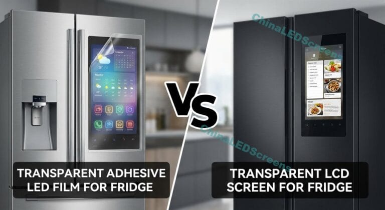 Adhesive LED Film Screen for Fridge vs Transparent LCD Screen for Fridge (Engineer’s Guide)