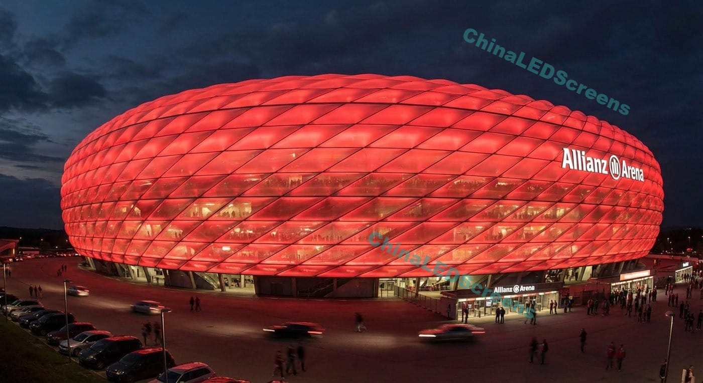 Allianz Arena (ETFE-Kissen + großflächige dynamische Lichtreferenz)