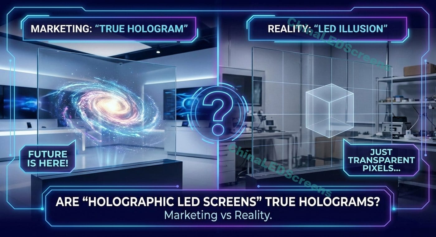 Är “holografiska LED-skärmar” äkta hologram Marknadsföring vs verklighet