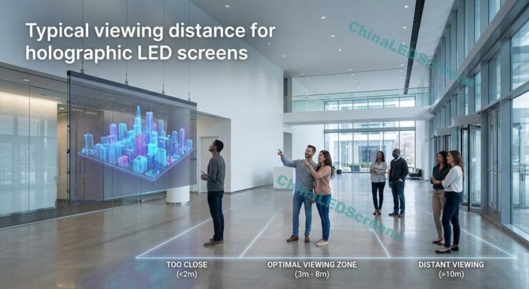 Typical viewing distance for holographic LED screens