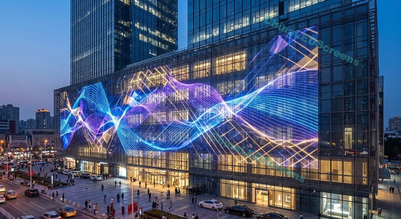 شاشة LED شبكية خارجية لواجهات المباني