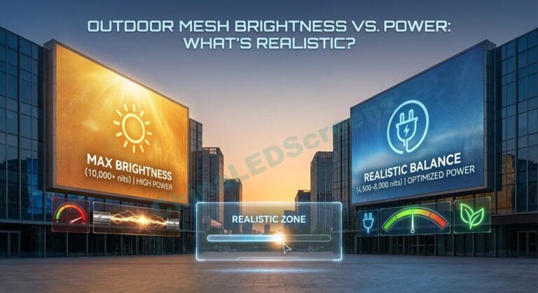 outdoor mesh LED display projects realistic brightness and power range